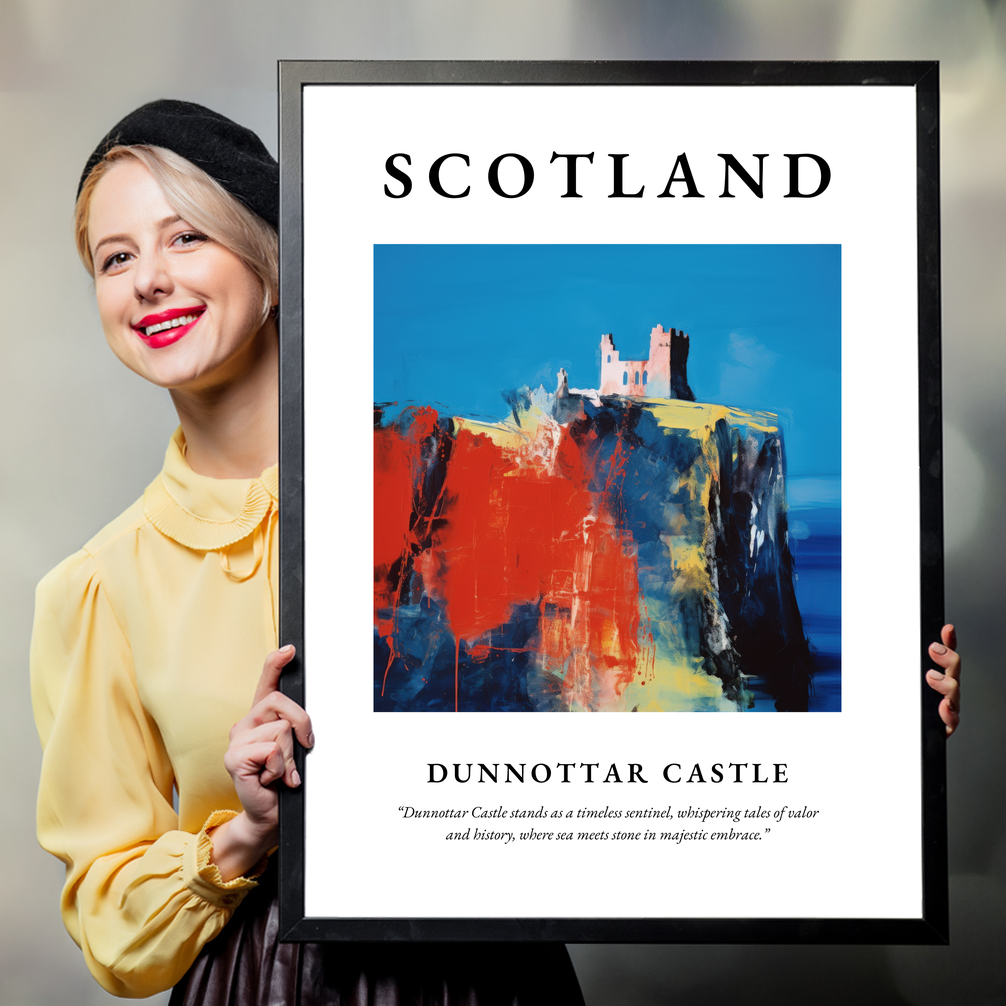 Person holding a poster of Dunnottar Castle