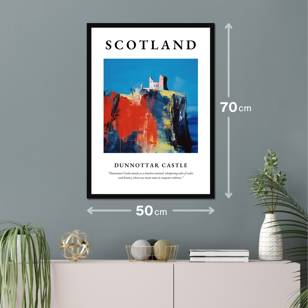 Poster of Dunnottar Castle hanging on a wall