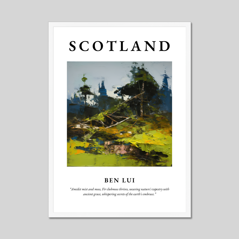 Poster in a white frame with the word Scotland