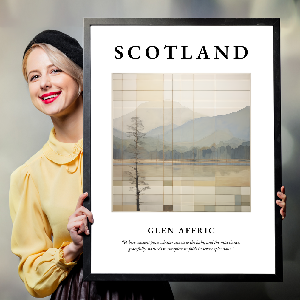 Person holding a poster of Glen Affric