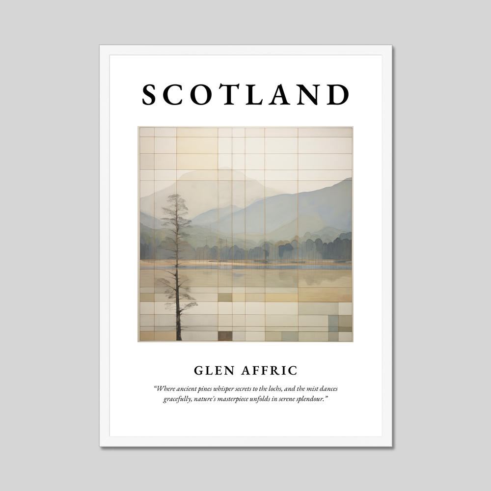 Poster in a white frame with the word Scotland