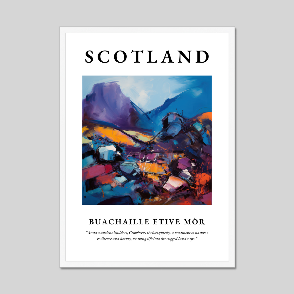 Poster in a white frame with the word Scotland