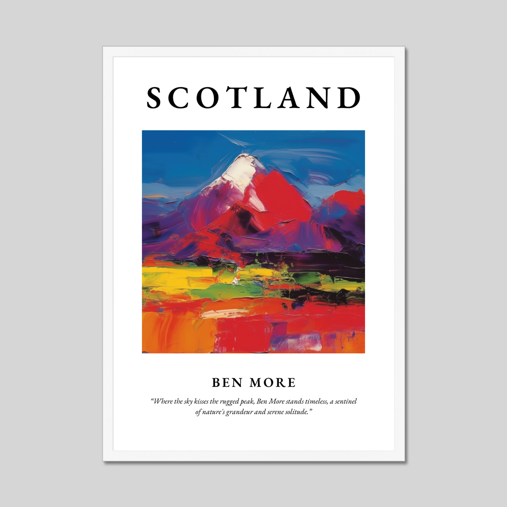 Poster in a white frame with the word Scotland