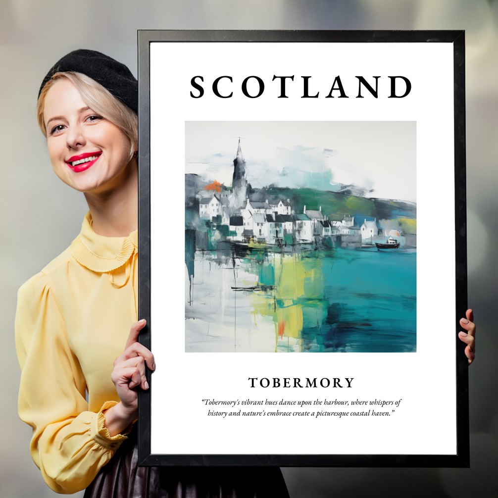 Person holding a poster of Tobermory