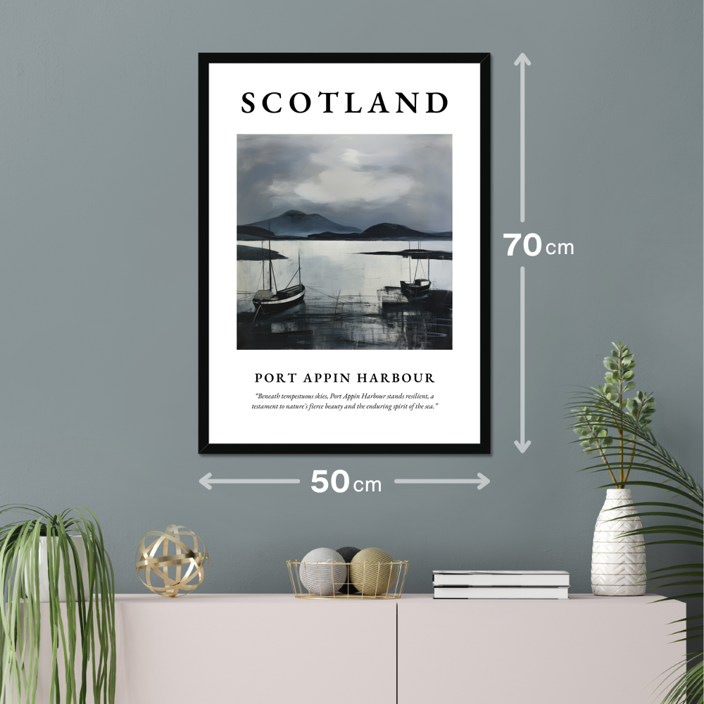 Poster of Port Appin Harbour hanging on a wall