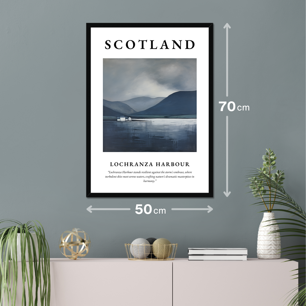 Poster of Lochranza Harbour hanging on a wall