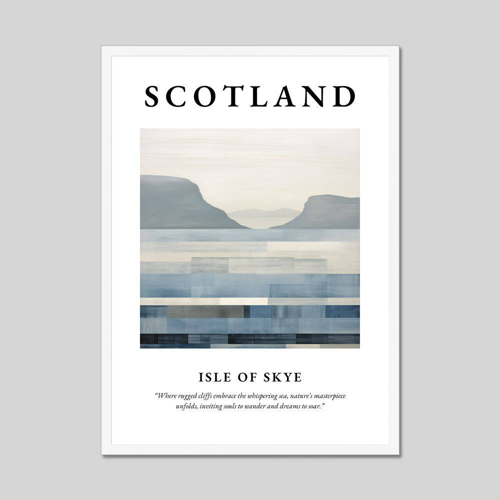 Poster in a white frame with the word Scotland