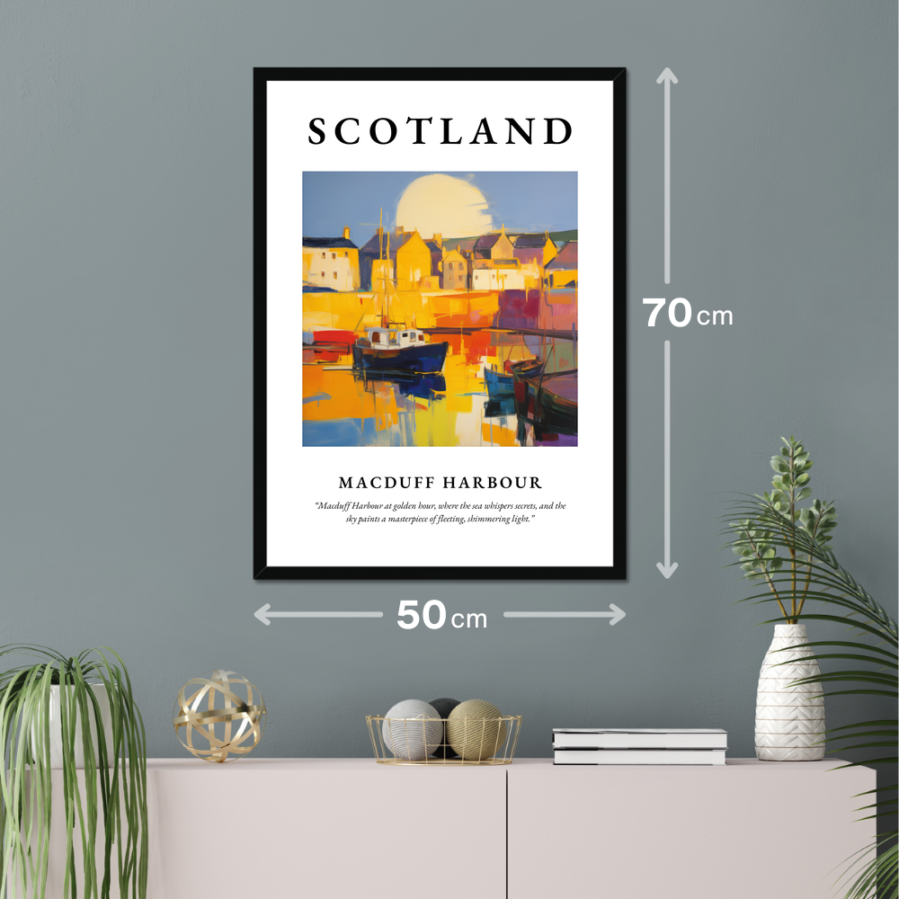 Poster of Macduff Harbour hanging on a wall