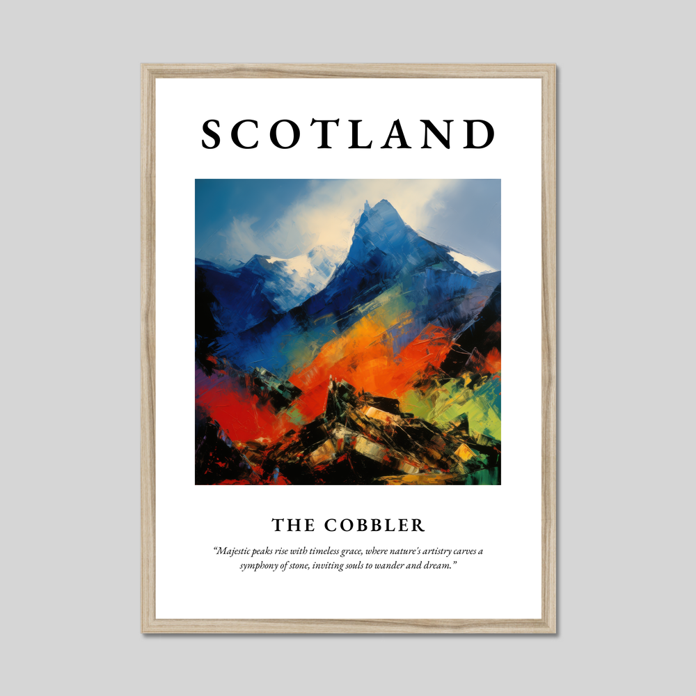 Poster in a natural frame with the word Scotland