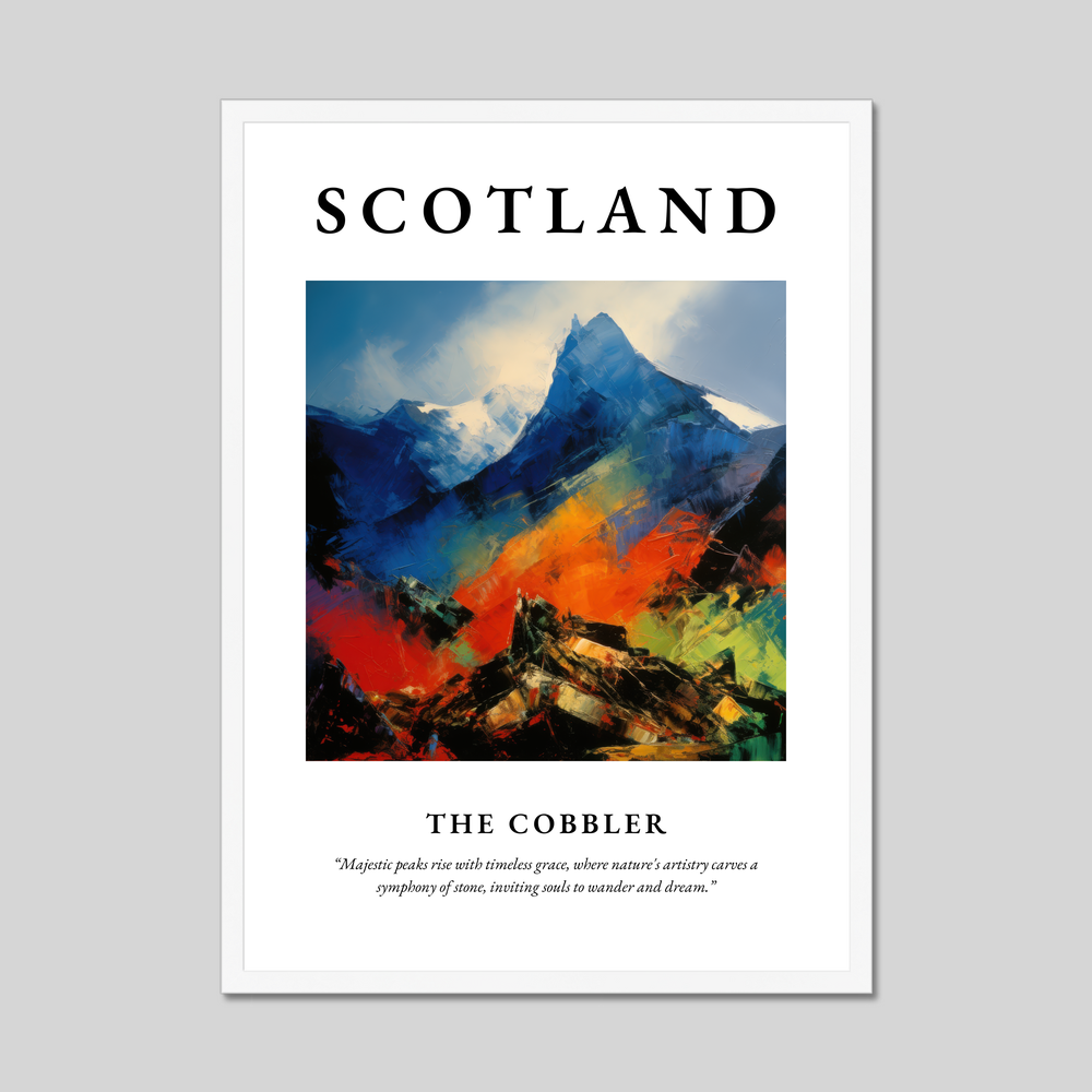 Poster in a white frame with the word Scotland