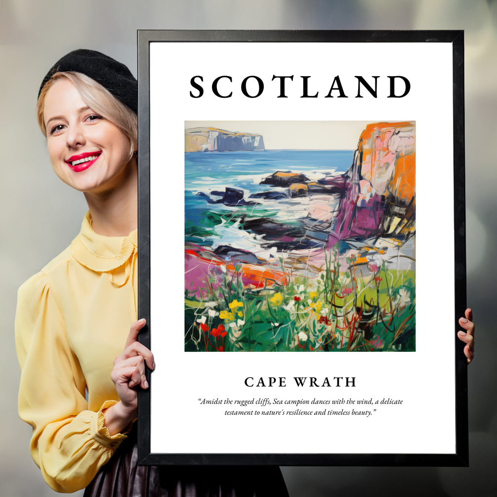 Person holding a poster of Cape Wrath