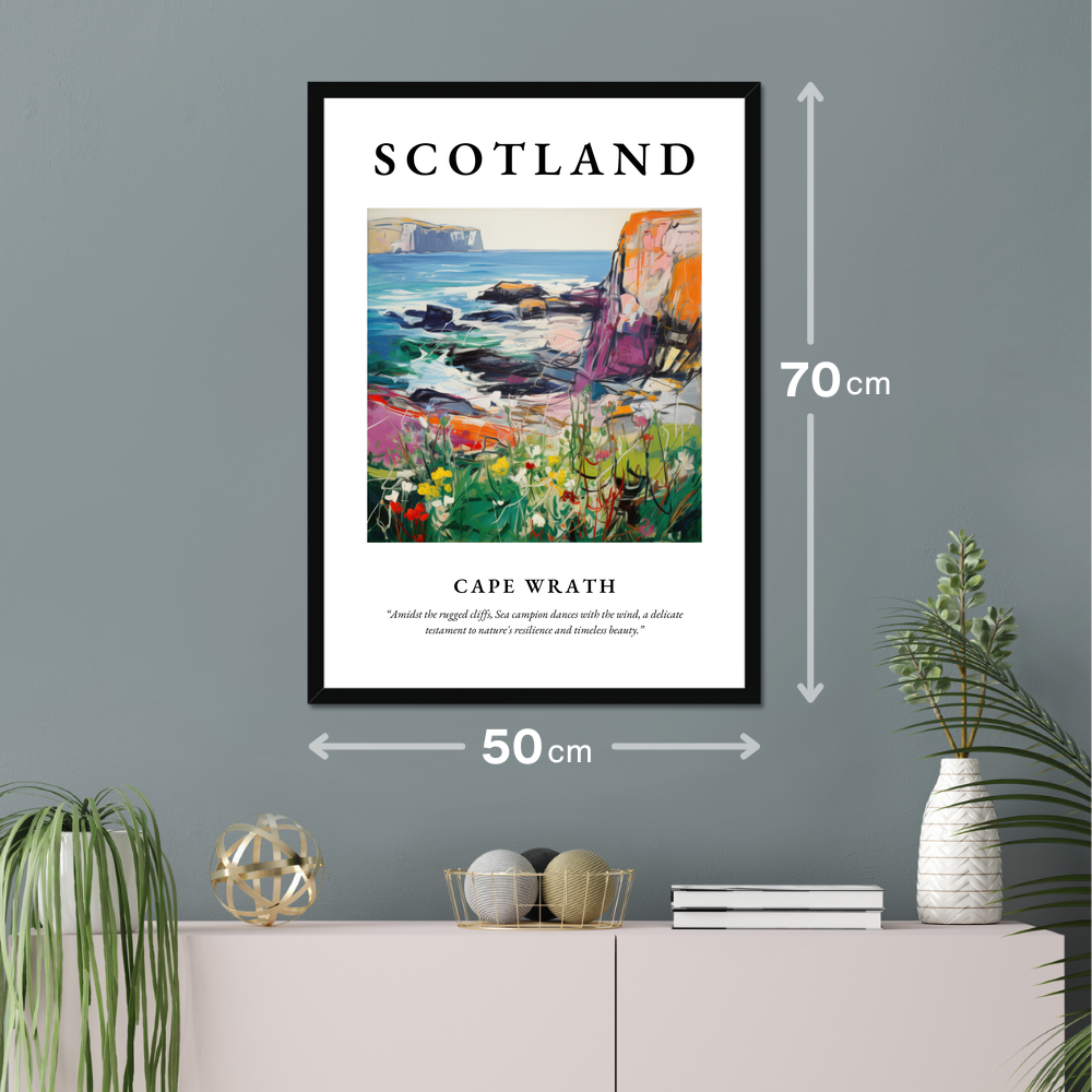 Poster of Cape Wrath hanging on a wall