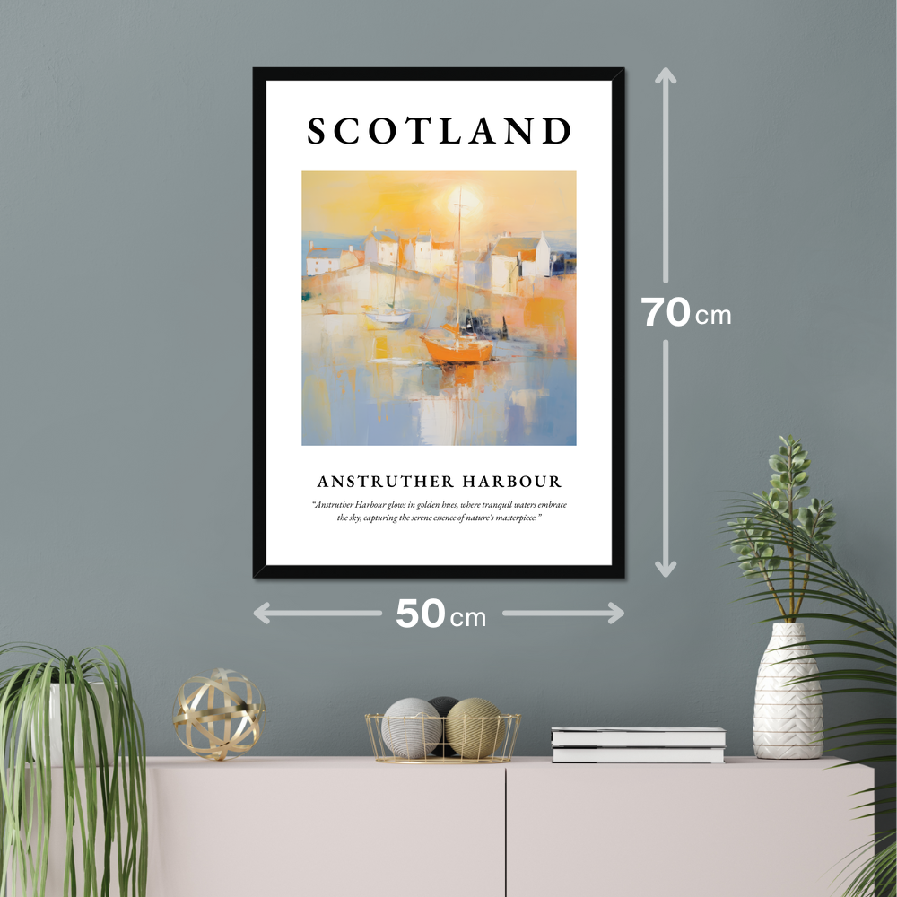 Poster of Anstruther Harbour hanging on a wall