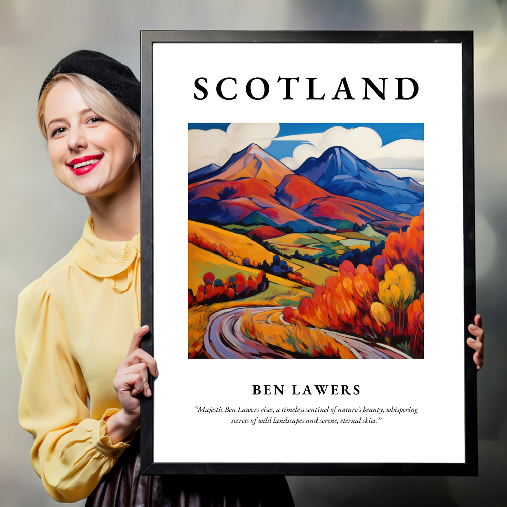 Person holding a poster of Ben Lawers