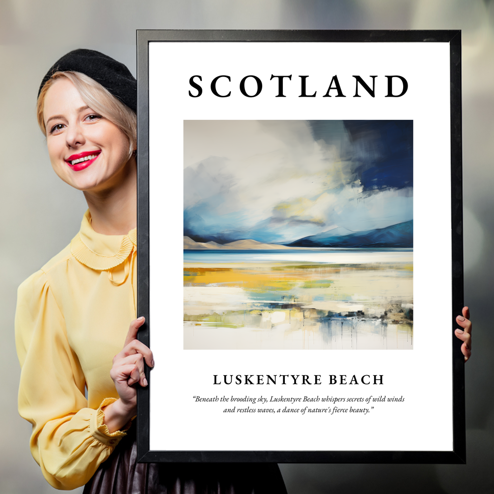 Person holding a poster of Luskentyre Beach