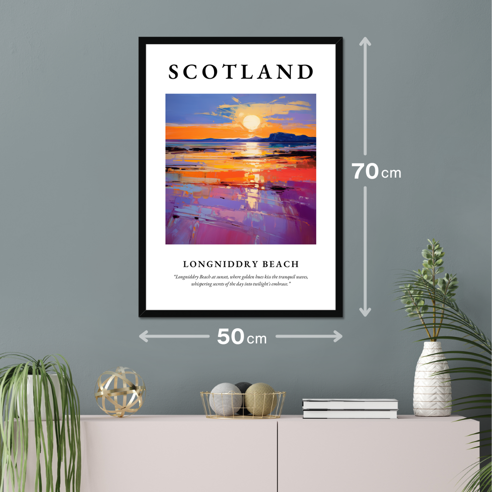 Poster of Longniddry Beach hanging on a wall