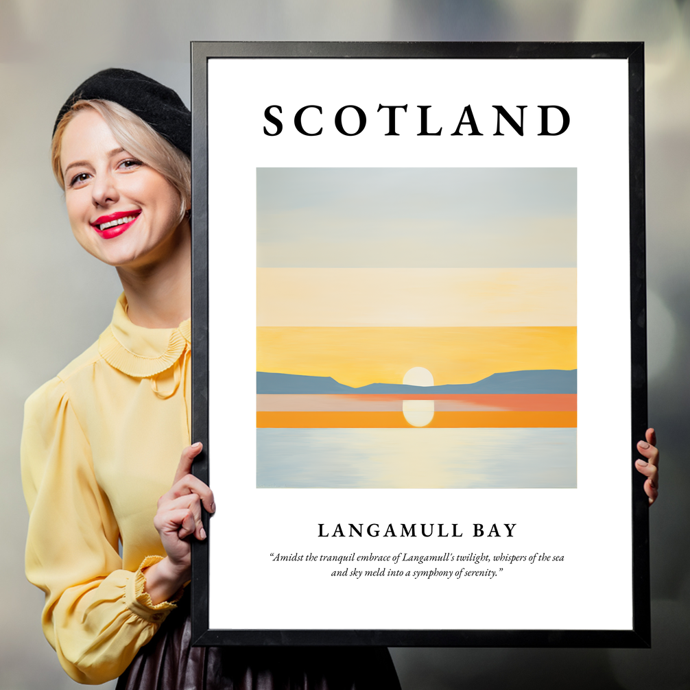 Person holding a poster of Langamull Bay