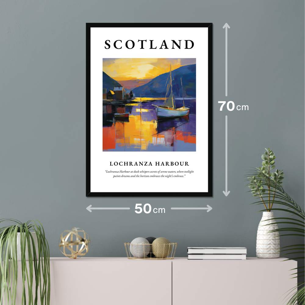 Poster of Lochranza Harbour hanging on a wall