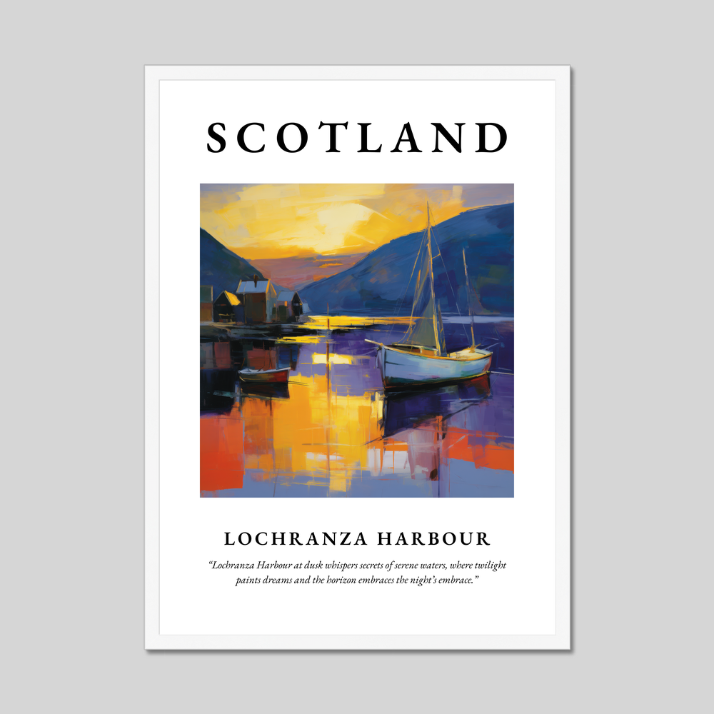 Poster in a white frame with the word Scotland