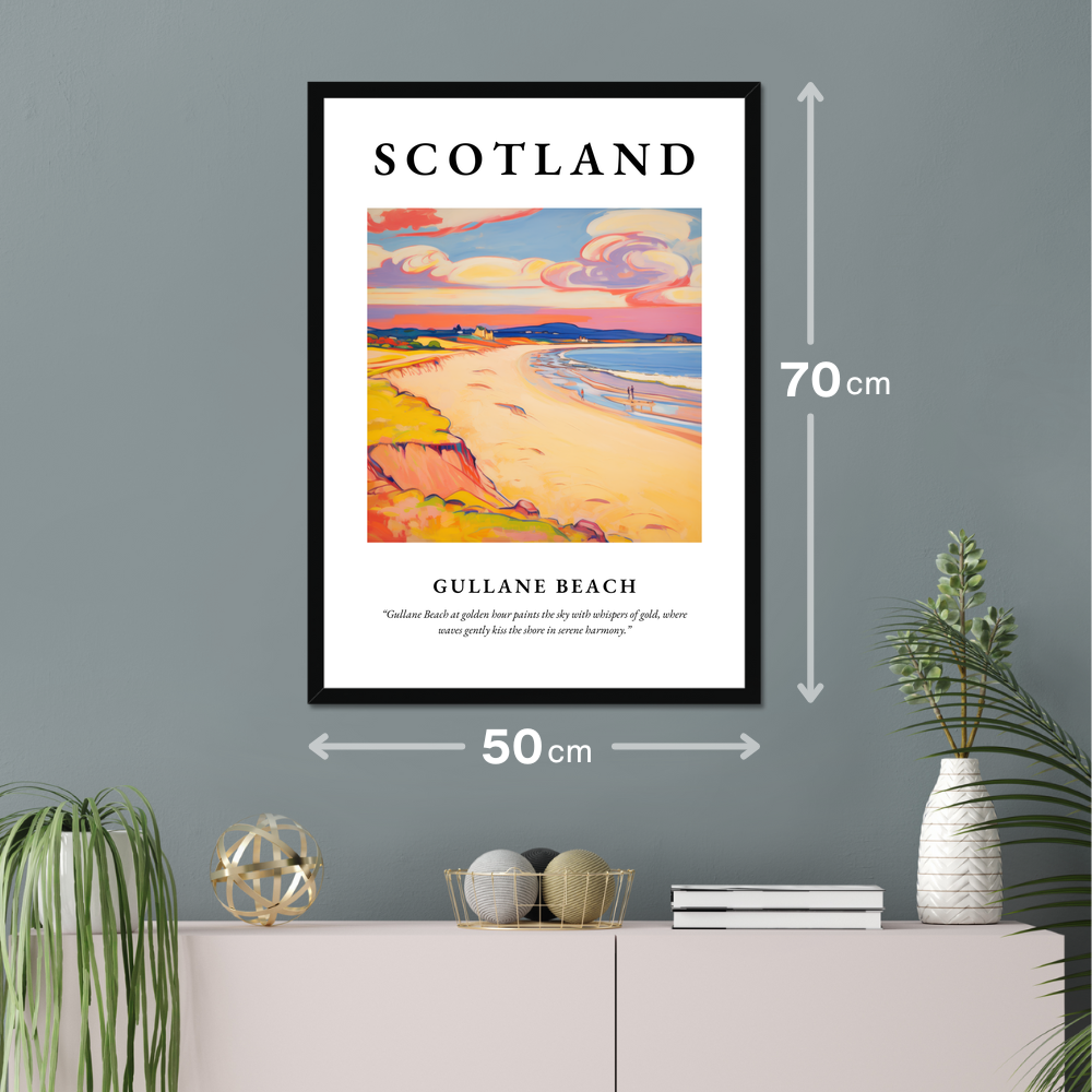 Poster of Gullane Beach hanging on a wall