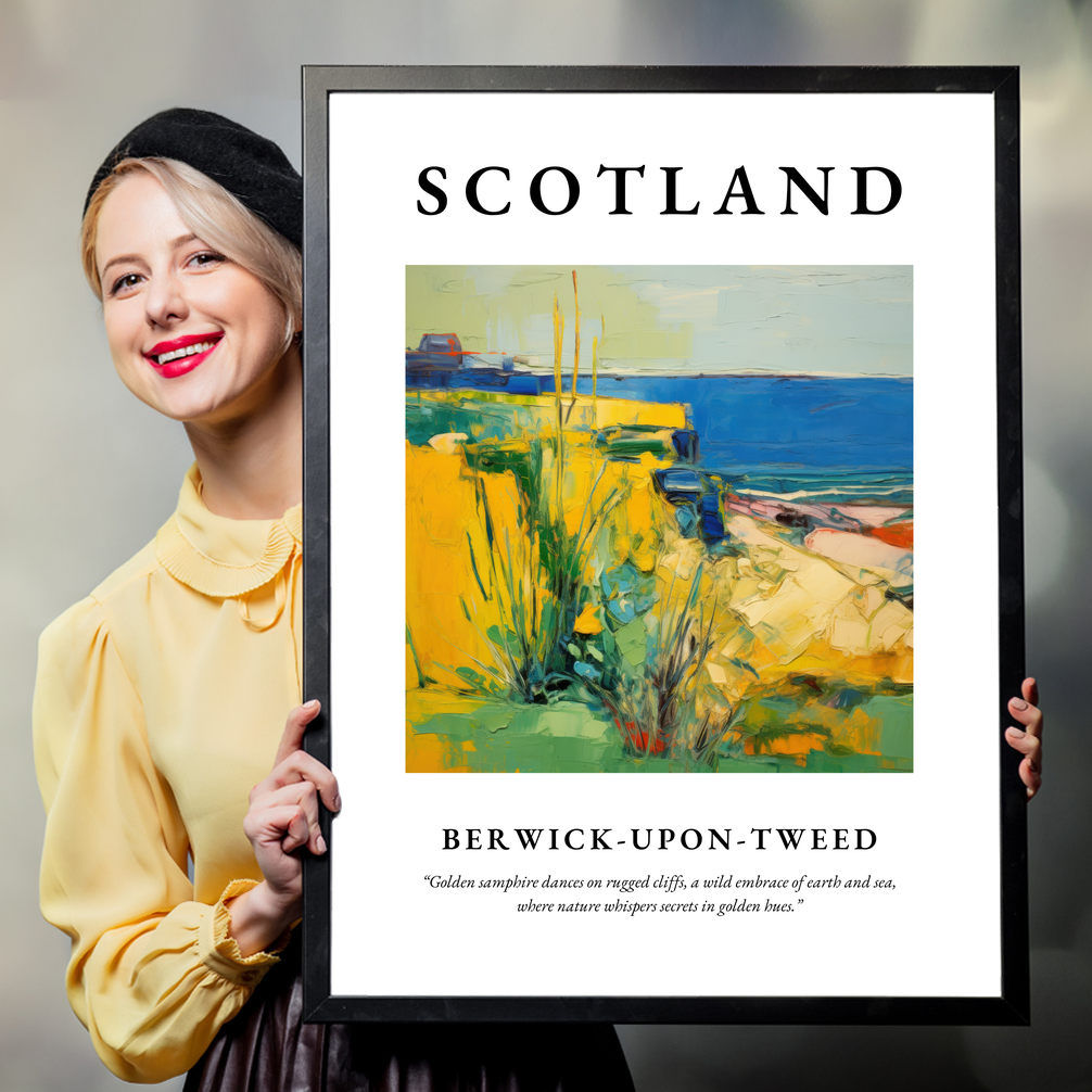 Person holding a poster of Berwick-upon-Tweed