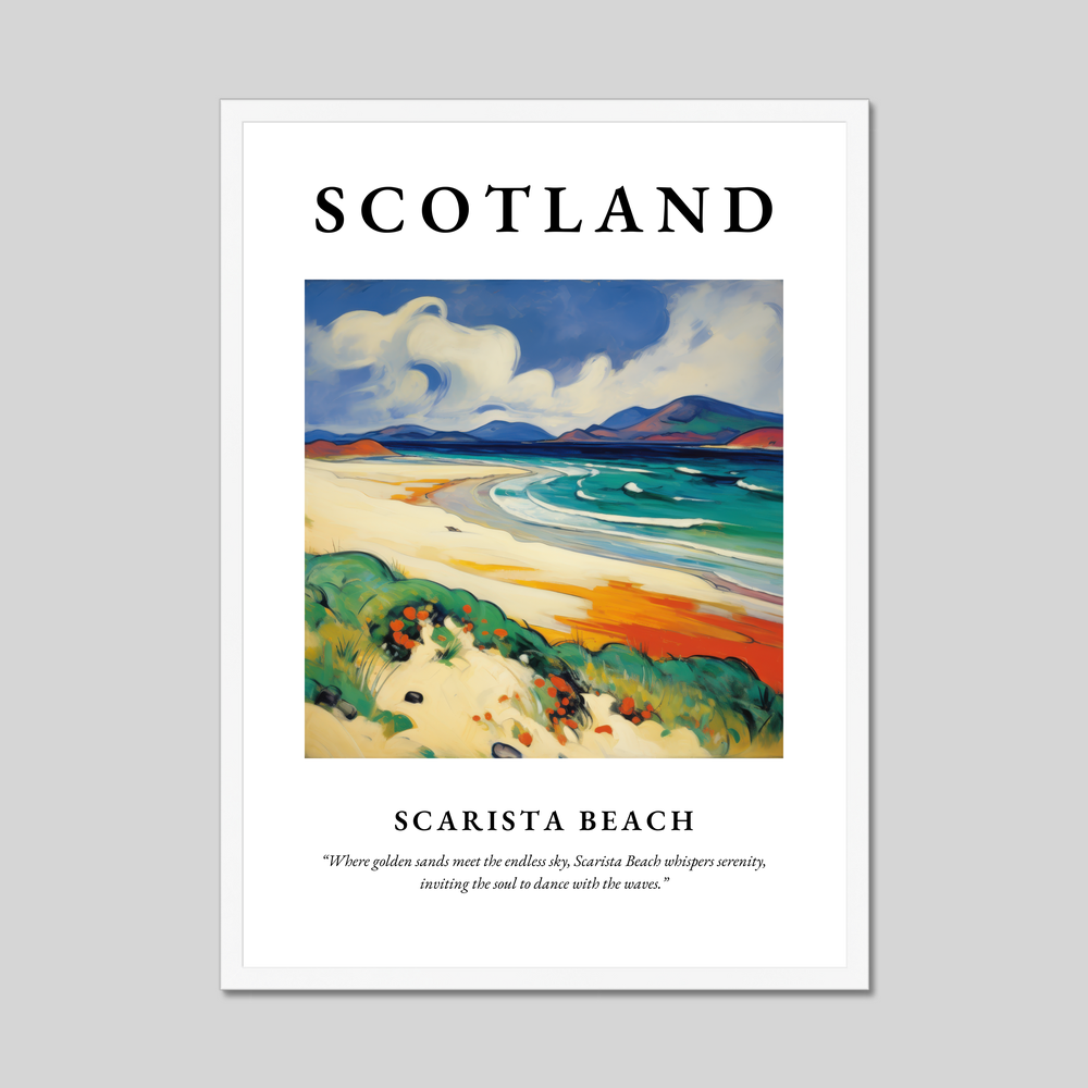 Poster in a white frame with the word Scotland