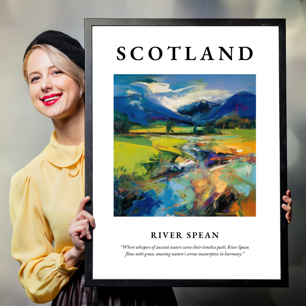 Person holding a poster of River Spean