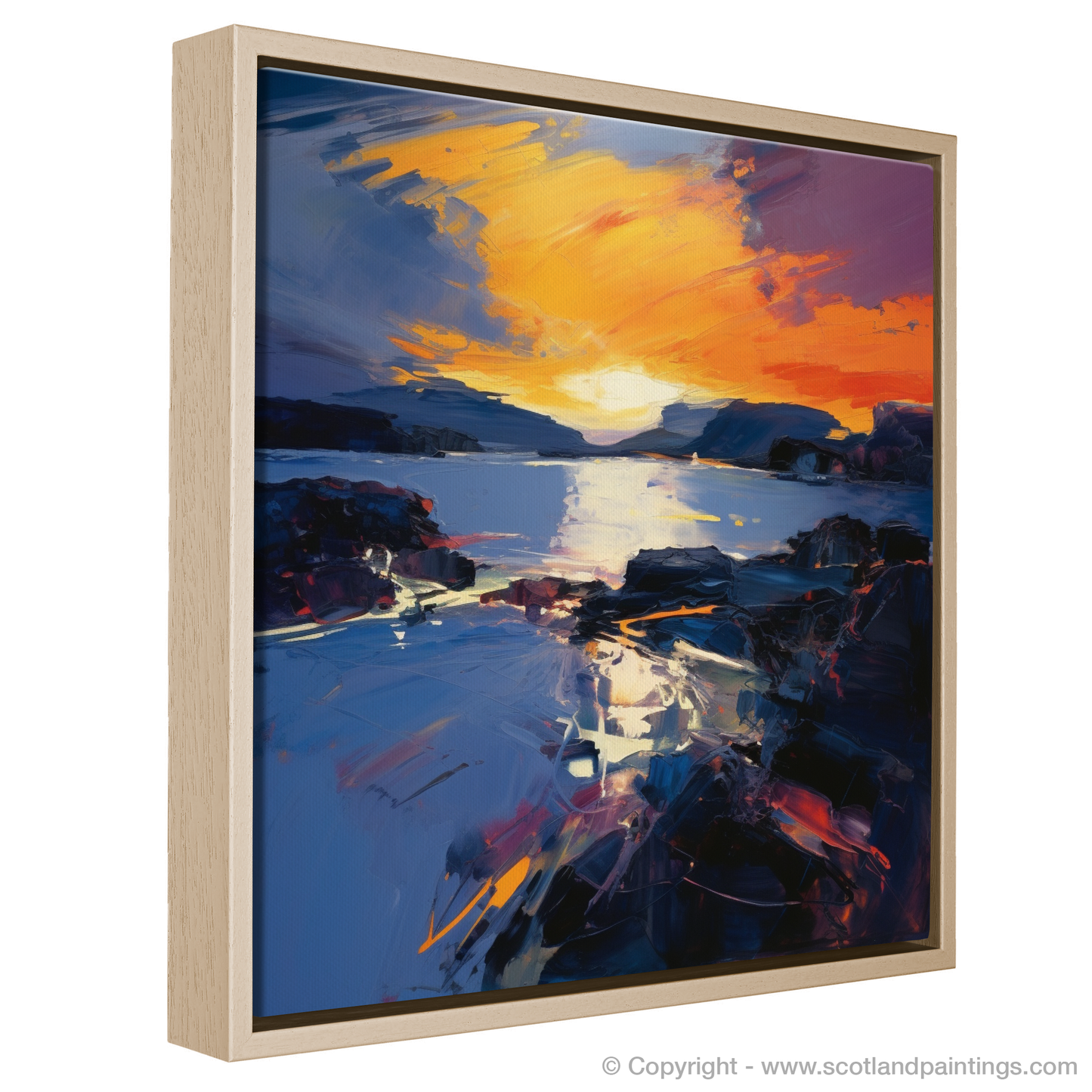 Dusk's Fiery Embrace: An Abstract Expressionist Ode to Easdale Sound