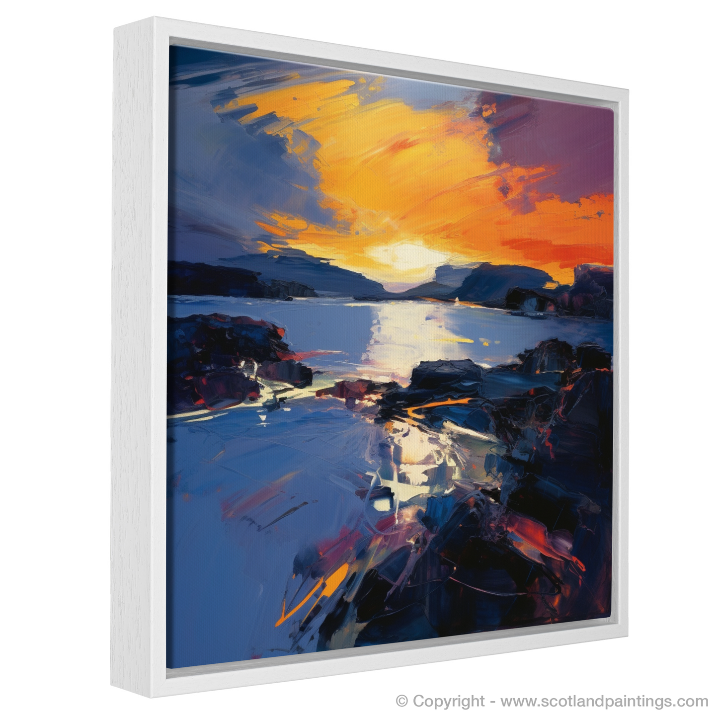 Dusk's Fiery Embrace: An Abstract Expressionist Ode to Easdale Sound