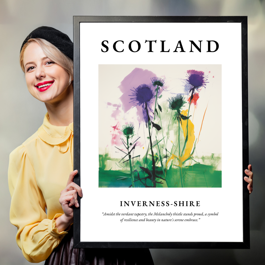 Person holding a poster of Inverness-shire