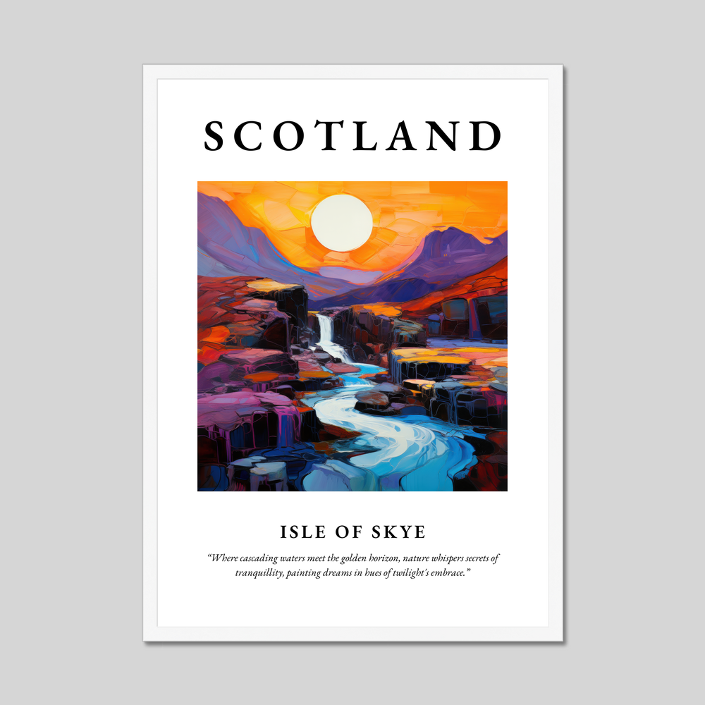 Poster in a white frame with the word Scotland