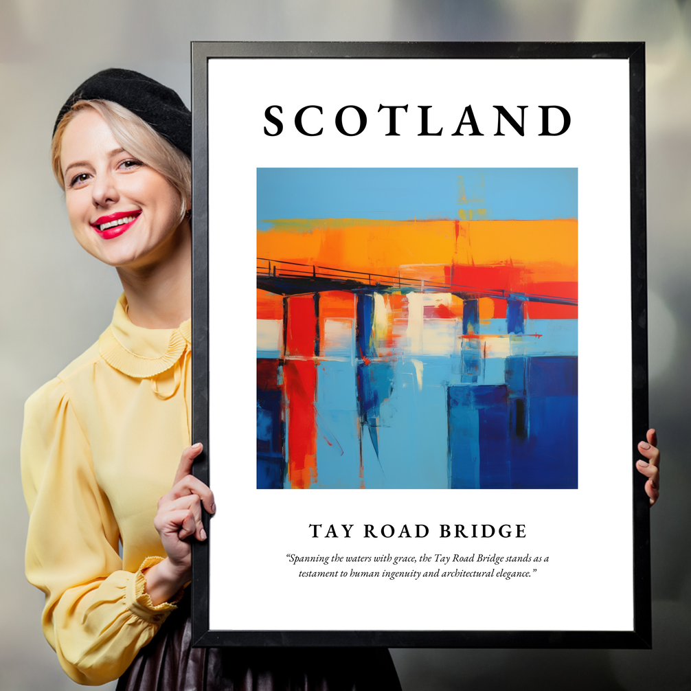 Person holding a poster of Tay Road Bridge