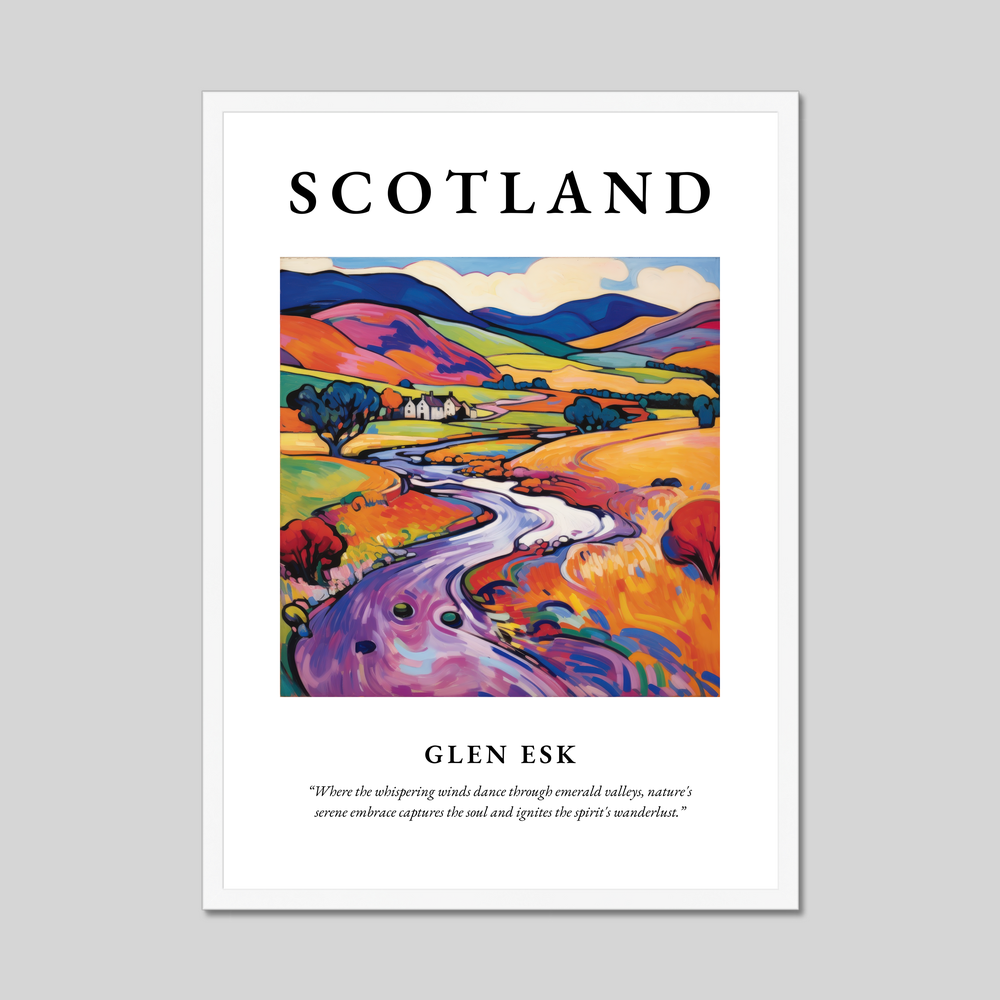 Poster in a white frame with the word Scotland