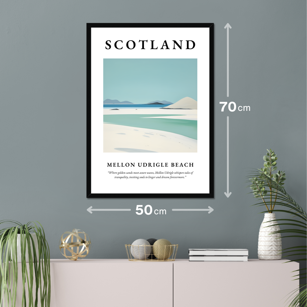 Poster of Mellon Udrigle Beach hanging on a wall