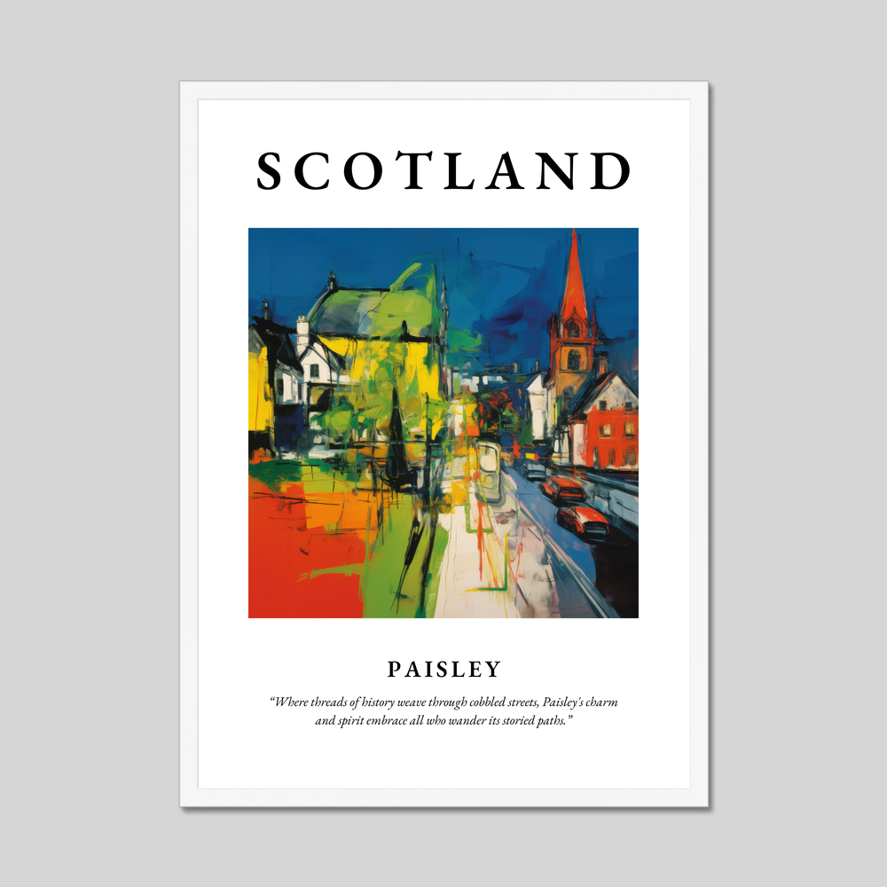 Poster in a white frame with the word Scotland