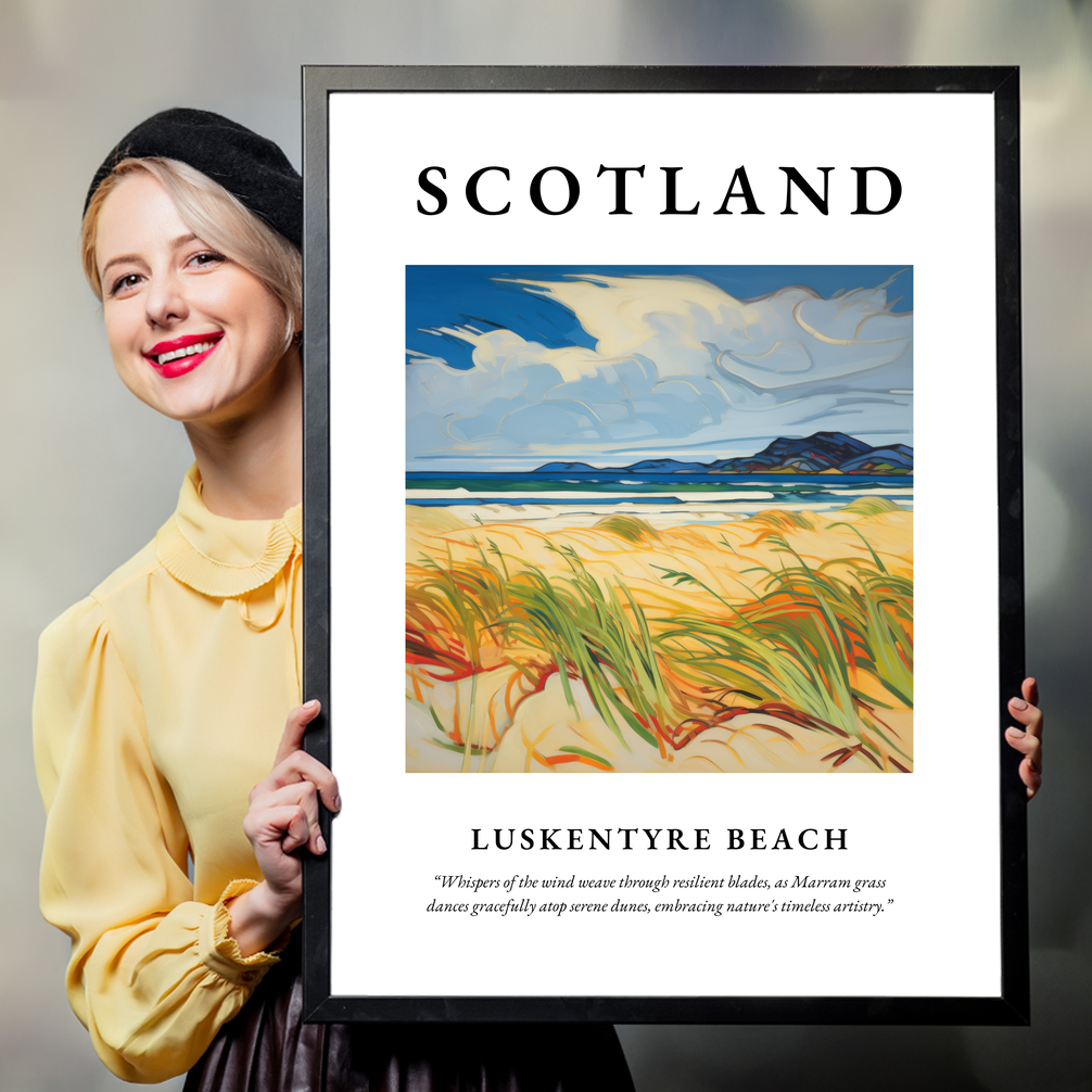 Person holding a poster of Luskentyre Beach