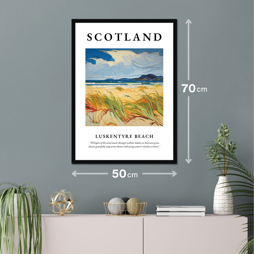 Poster of Luskentyre Beach hanging on a wall