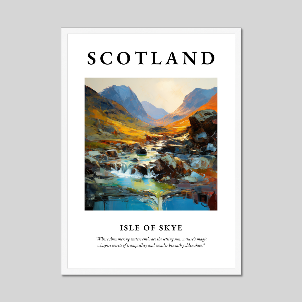 Poster in a white frame with the word Scotland