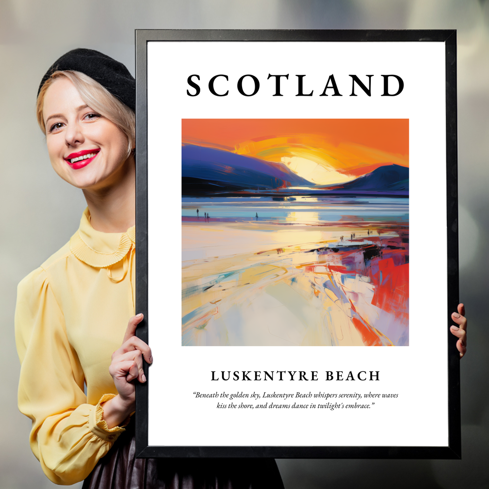 Person holding a poster of Luskentyre Beach