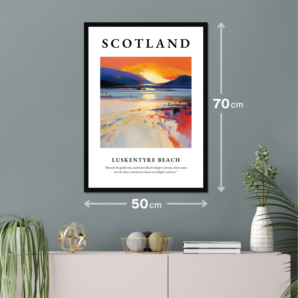 Poster of Luskentyre Beach hanging on a wall