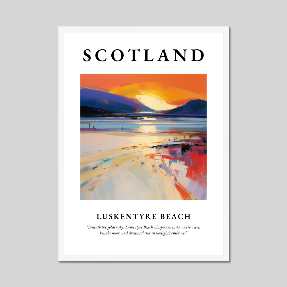 Poster in a white frame with the word Scotland