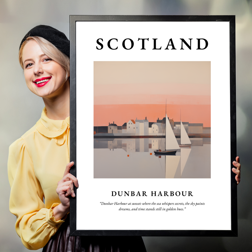 Person holding a poster of Dunbar Harbour