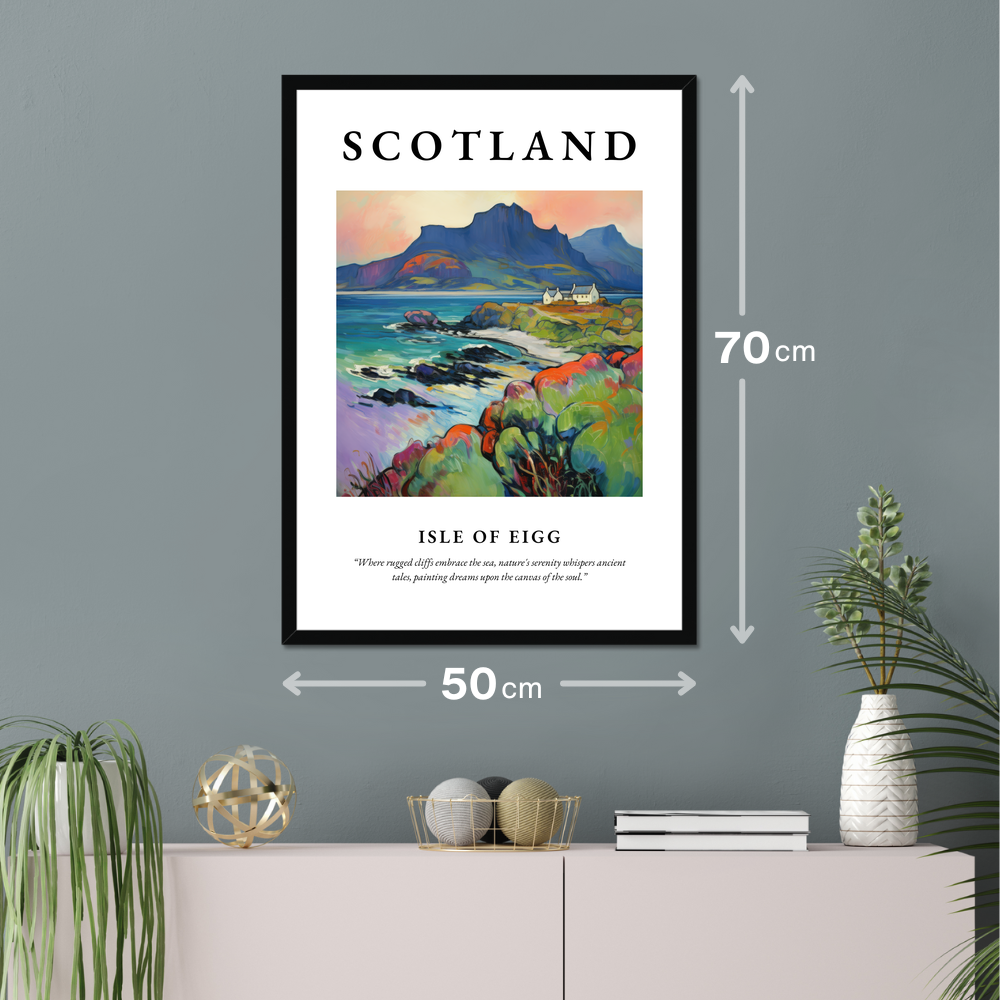 Poster of Isle of Eigg hanging on a wall