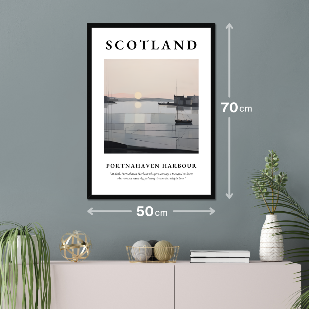 Poster of Portnahaven Harbour hanging on a wall