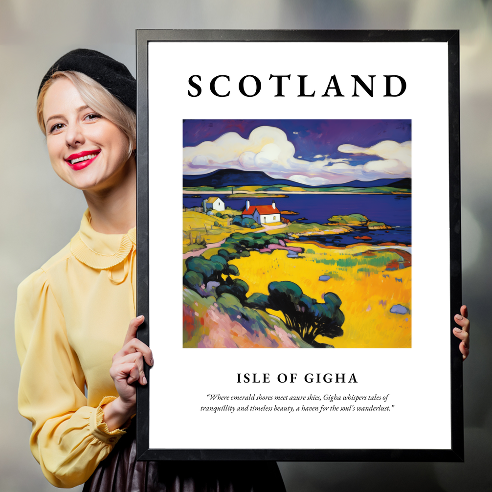 Person holding a poster of Isle of Gigha