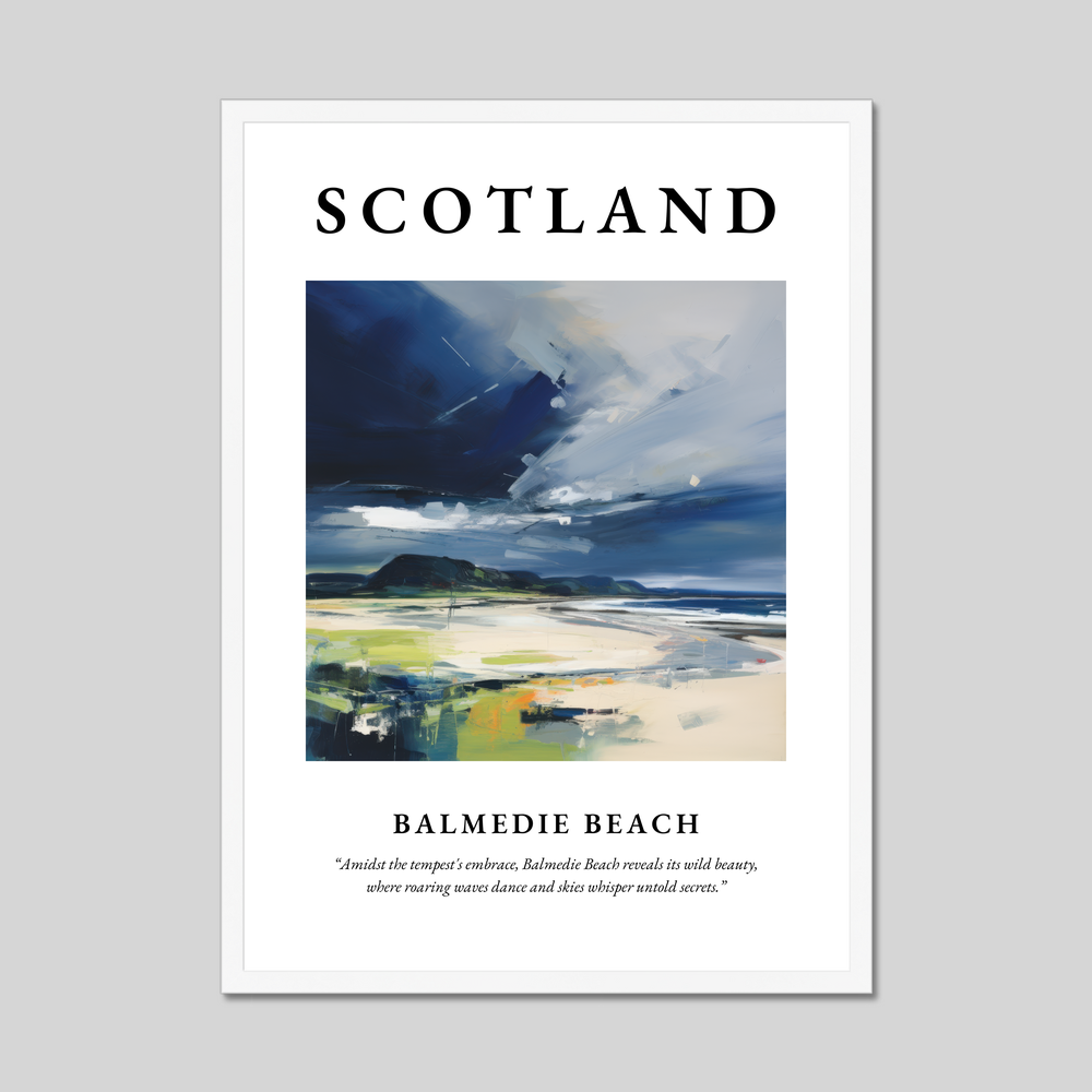 Poster in a white frame with the word Scotland