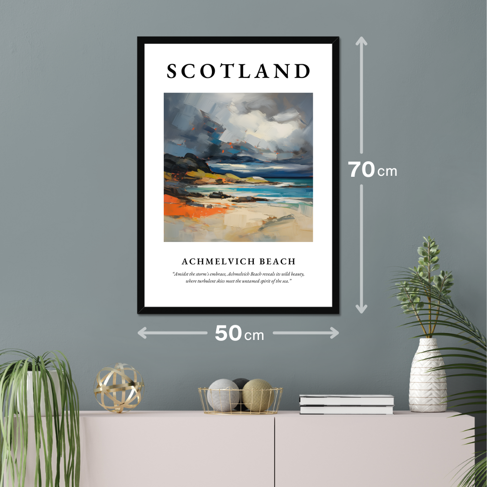 Poster of Achmelvich Beach hanging on a wall