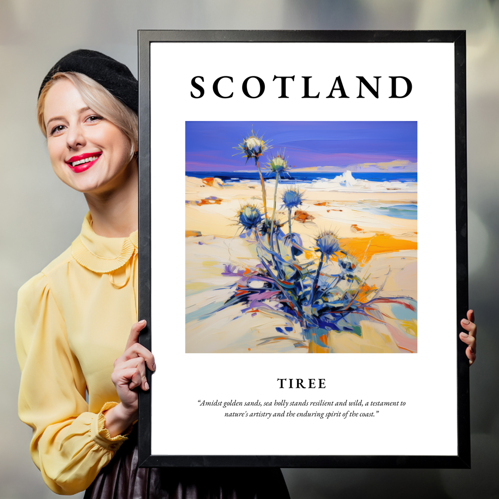 Person holding a poster of Tiree