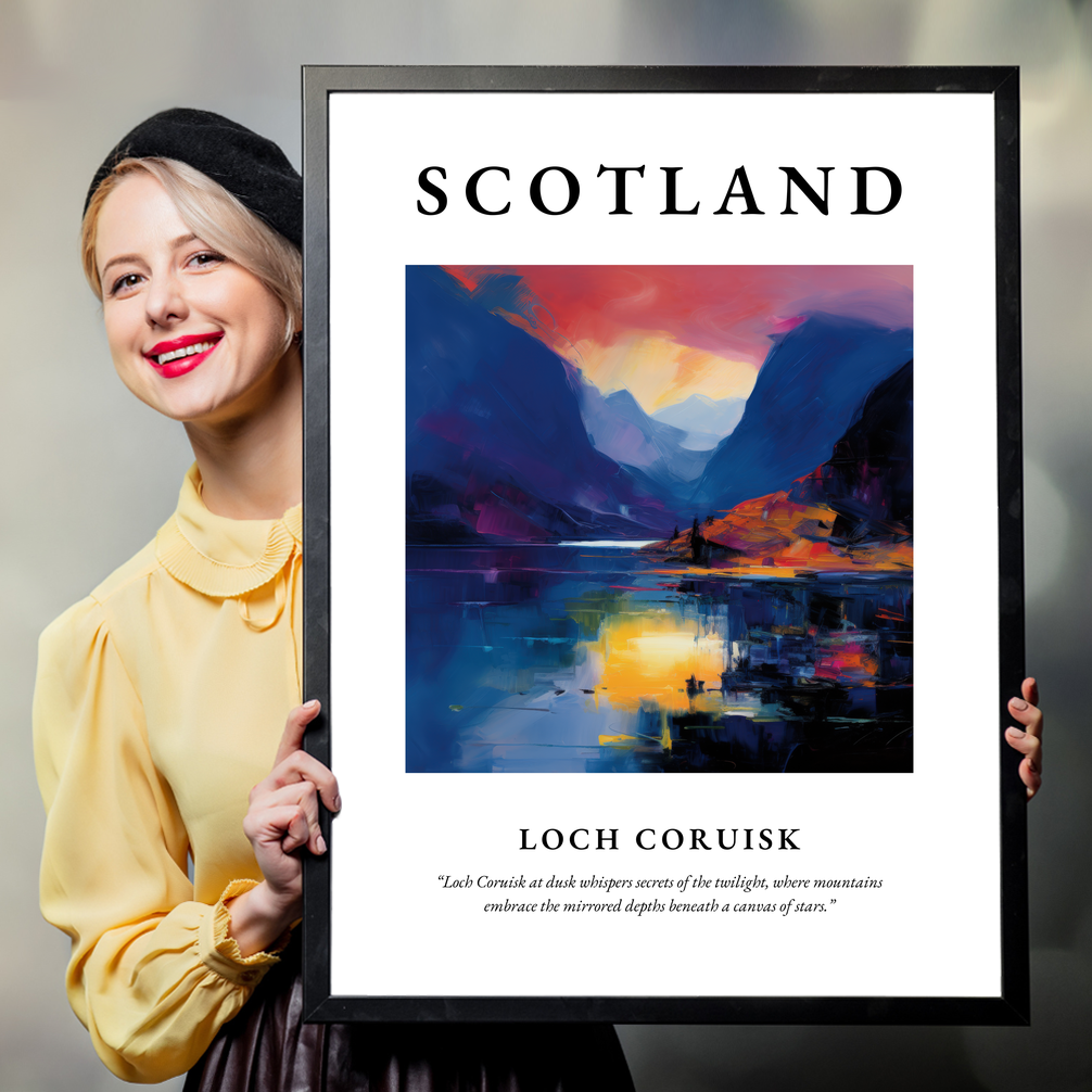 Person holding a poster of Loch Coruisk