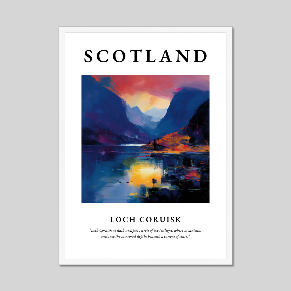 Poster in a white frame with the word Scotland